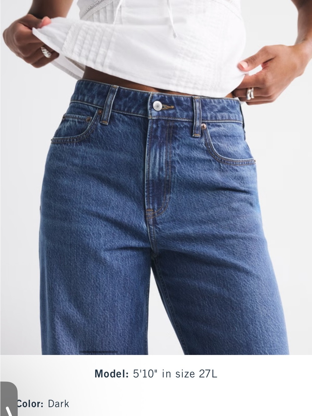Abercrombie & Fitch Dark Blue Wide-Leg Women's Jeans - curve love - Picture 7 of 10